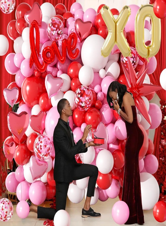 KMCCUMBER Valentines Day Balloon Set, 145Pcs Red Pink White Gold Valentines Balloons with Love Heart Foil Balloons for Valentines Day Decoration Party Supplies - Image 5